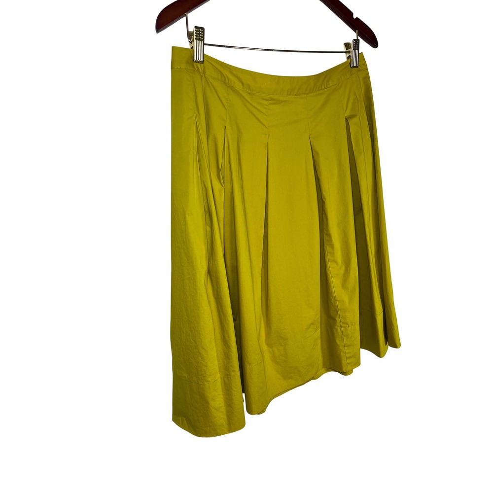 Talbots Skirt Women 10p Yellow Pleated Pockets Knee Length
